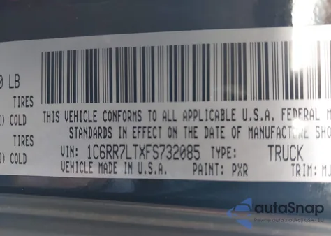 2015 Ram 1500 Big Horn z USA, uszkodzony, nr VIN 1C6RR7LTXFS732085